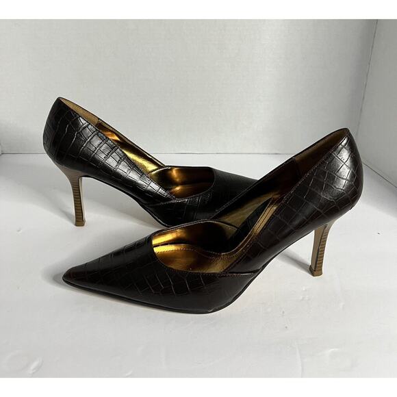 New Vtg Rampage Sz 9 1/2 M Pointed Toe Women's Shoes Pumps Shiny Brown 3" Spikes - Picture 5 of 7